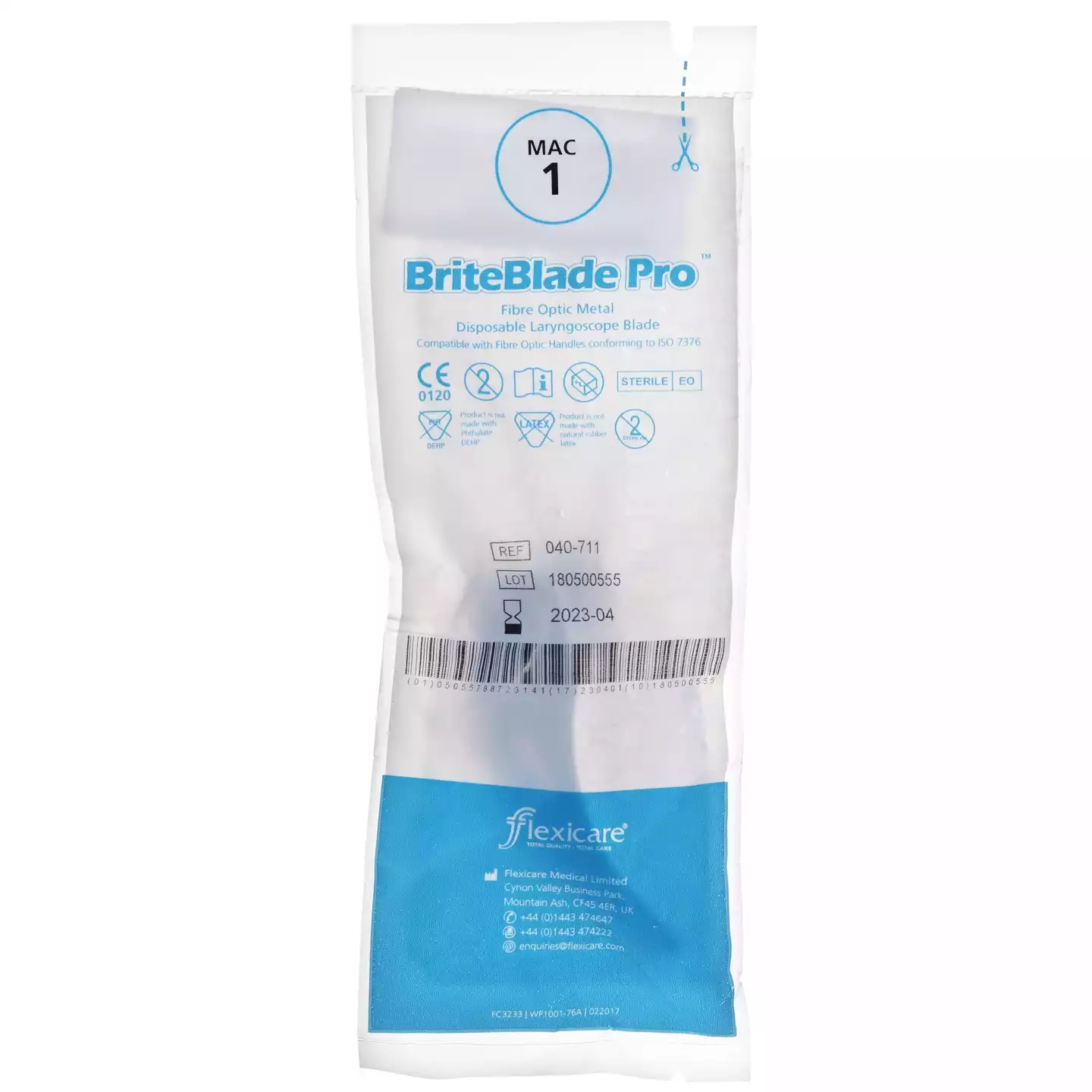 Одноразовый металлический клинок ларингоскопа, размер 1, тип Macintosh (Макинтош) 040-711