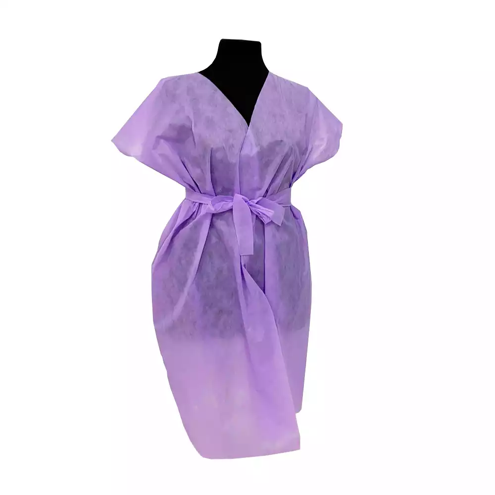 Халат (кимоно) с запахом, материал СМС-комфорт Плюс 30г/м2, длина 110см, нестерильный, цвет сиреневый