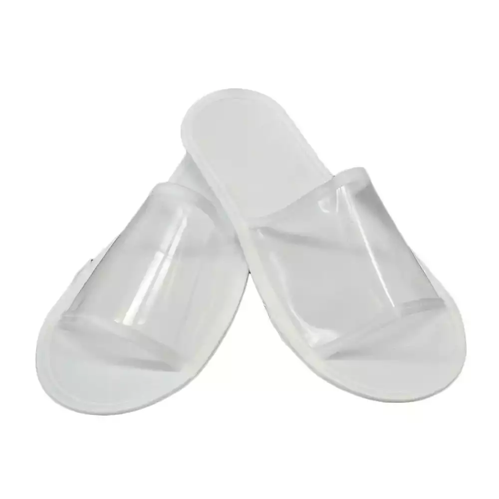Тапочки одноразовые ПЭ-1, с открытым мысом, на жесткой подошве ЭВА, толщина 4мм, верх - пленка ПВХ, цвет белый, размер 37-43