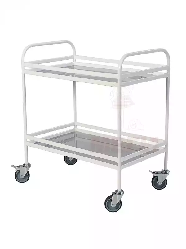 Столик МСК-504 СПп-03-МСК процедурный передвижной, размер 800х500х900мм, с 2-мя полками из нерж.стали, колеса резиновые