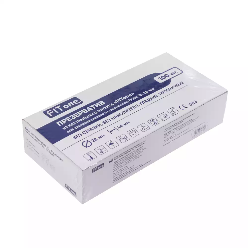 Презерватив для УЗИ "FITone" (без смазки, без накопителя) прозрачный, диаметр 28мм, одноразовый